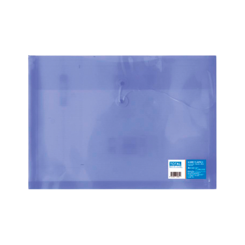 SOBRE PLÁSTICO C/HILO TOTAL OFFICE T/OFICIO HORIZONTAL AZUL