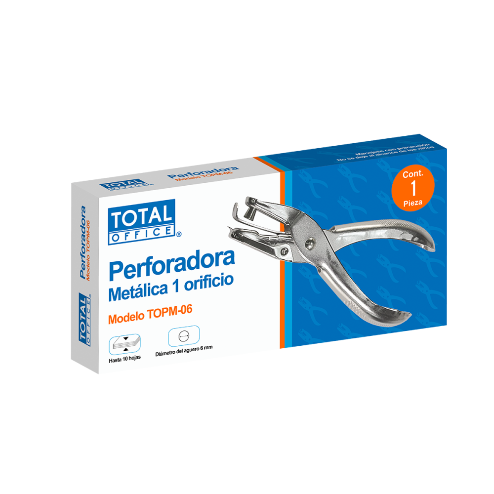PERFORADORA TOTAL OFFICE 1 ORIFICIO 6MM TOPM-06