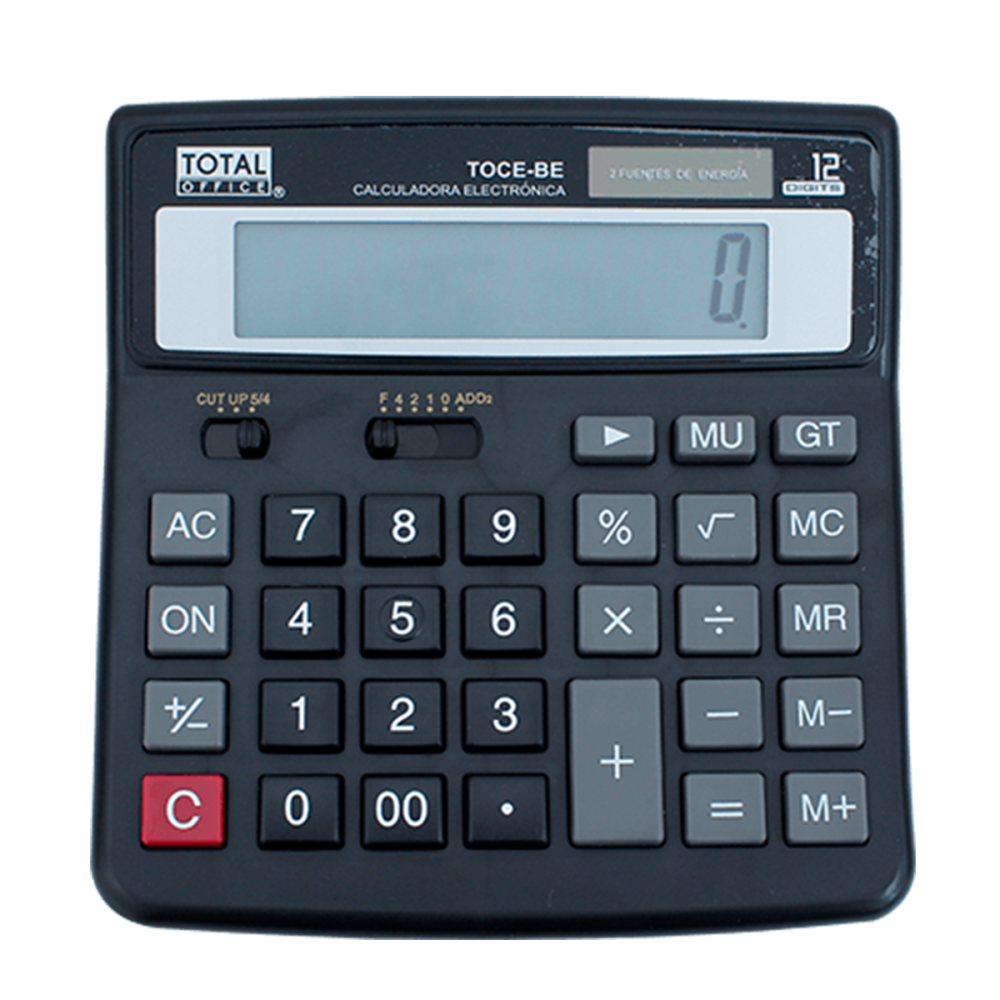 CALCULADORA 12 DÍG. DE ESCRITORIO ELECTRÓNICA DUAL BÁSICA TOTAL OFFICE TOCE-BE