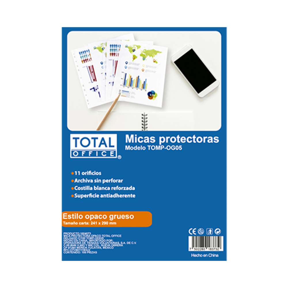 MICA PROTECTORA TOTAL OFFICE OPACO GRUESO C/10 PC